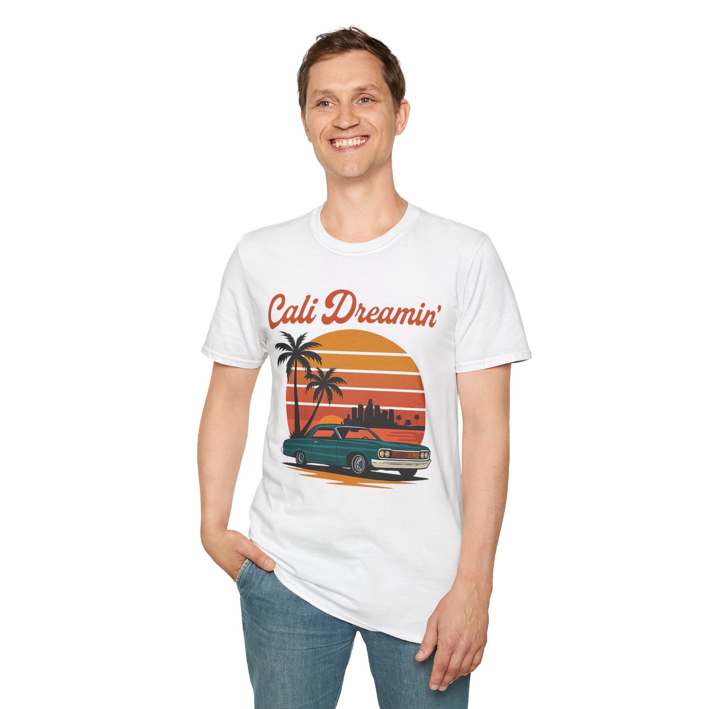 Cali Dreamin' Vintage Unisex Softstyle T-Shirt | Casual Summer Vibe, Beachwear, Vacation Outfit, Cool Graphic Tee, Gift for Him/Her
