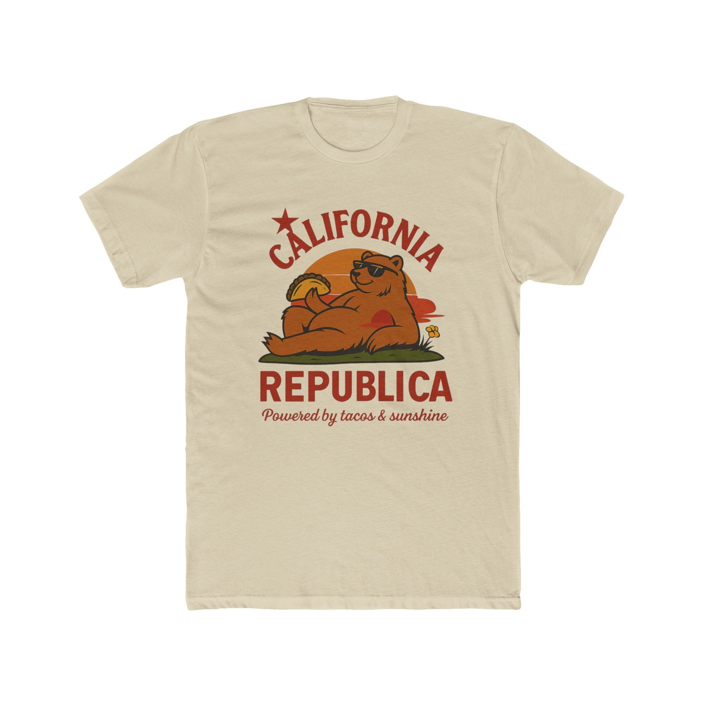 California Republic Unisex Cotton Crew Tee, Graphic Tee, Fun Casual Shirt, California Inspired Apparel, Gift for Taco Lovers, Summer Wear