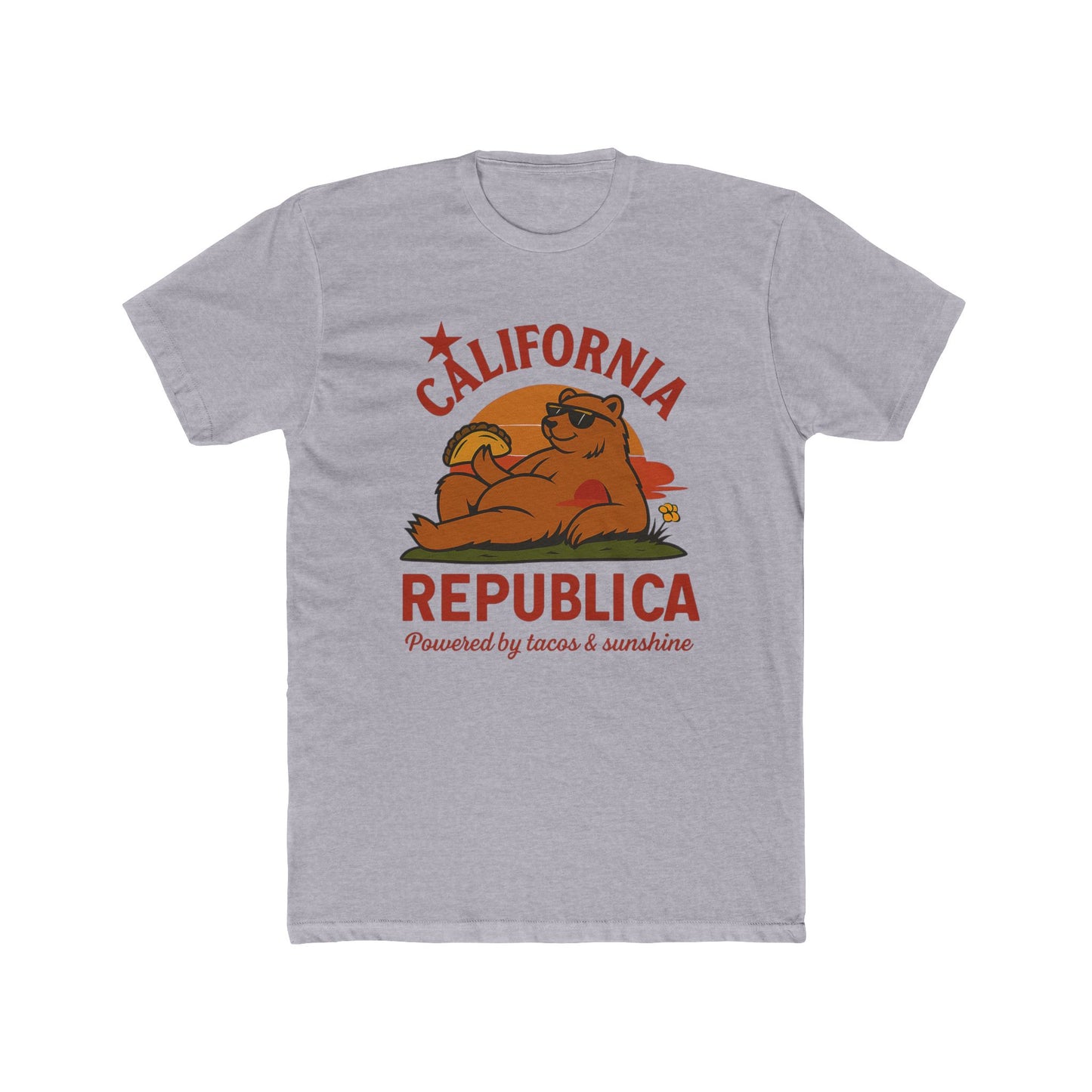 California Republic Unisex Cotton Crew Tee, Graphic Tee, Fun Casual Shirt, California Inspired Apparel, Gift for Taco Lovers, Summer Wear