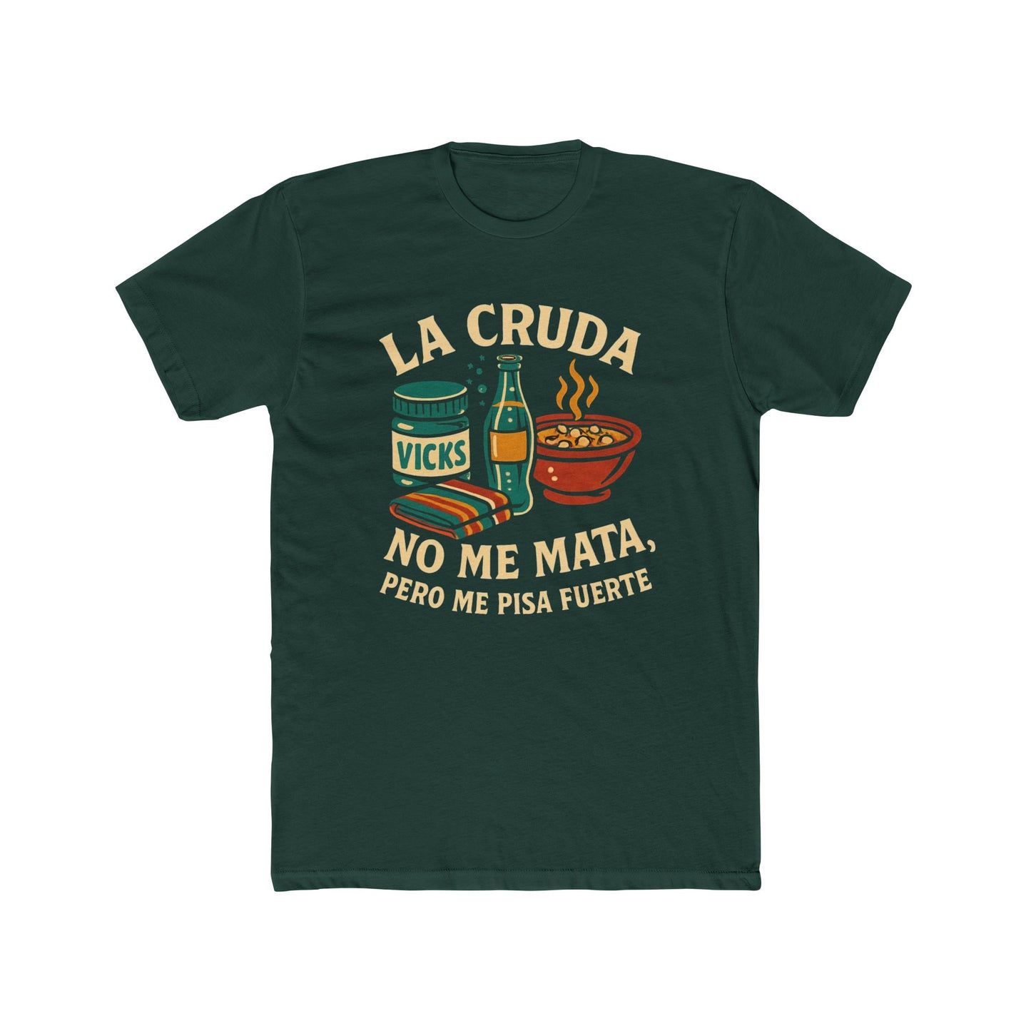 Funny Spanish Hangover Cruda Unisex Cotton Crew Tee - "La Cruda No Me Mata" for Parties, Birthdays, Humorous Gifts, Casual Wear.