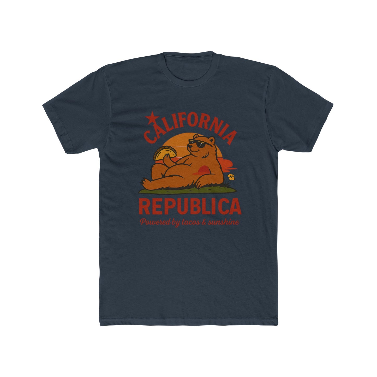 California Republic Unisex Cotton Crew Tee, Graphic Tee, Fun Casual Shirt, California Inspired Apparel, Gift for Taco Lovers, Summer Wear