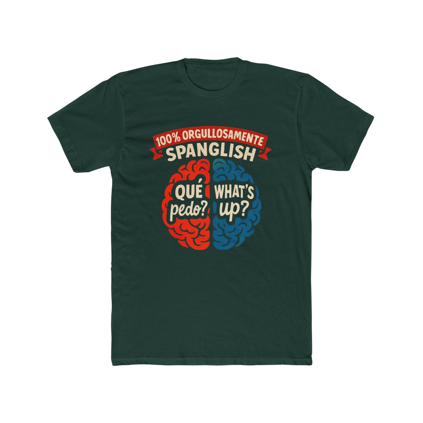 Funny Spanglish Brain Graphic Tee, Unisex Cotton Shirt, Fun Gift for Bilinguals, Casual Wear, Perfect for Parties, Holidays