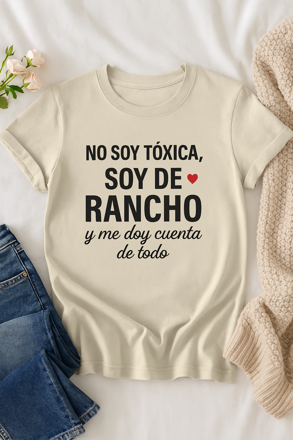 Fun Statement Tee: 'No Soy Tóxica, Soy de Rancho', Casual Wear, Gift for Friends, Birthday Shirt, Unique Graphic Tee