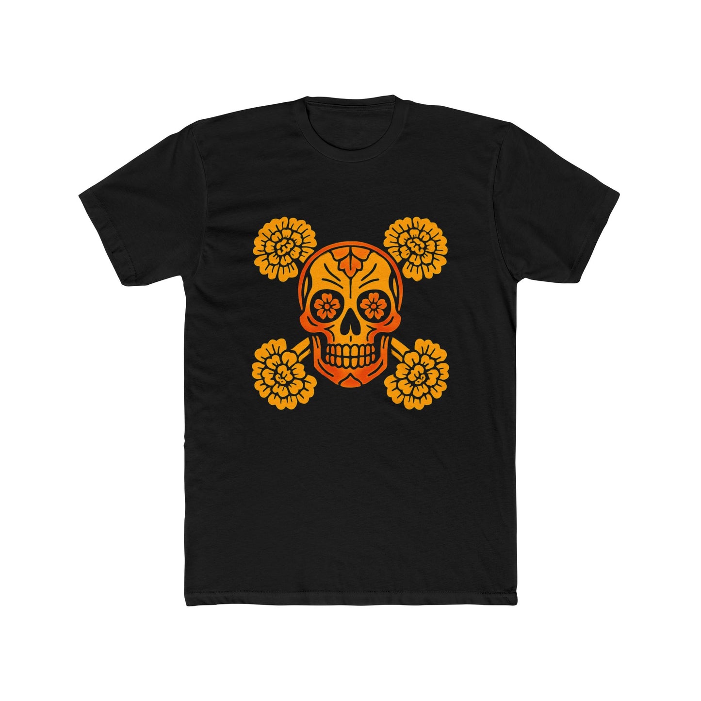 Day of the Dead Skull Tee, Unisex Cotton Crew Tee, Halloween Shirt, Festival Wear, Unique Graphic Tee, Gift for Him/Her