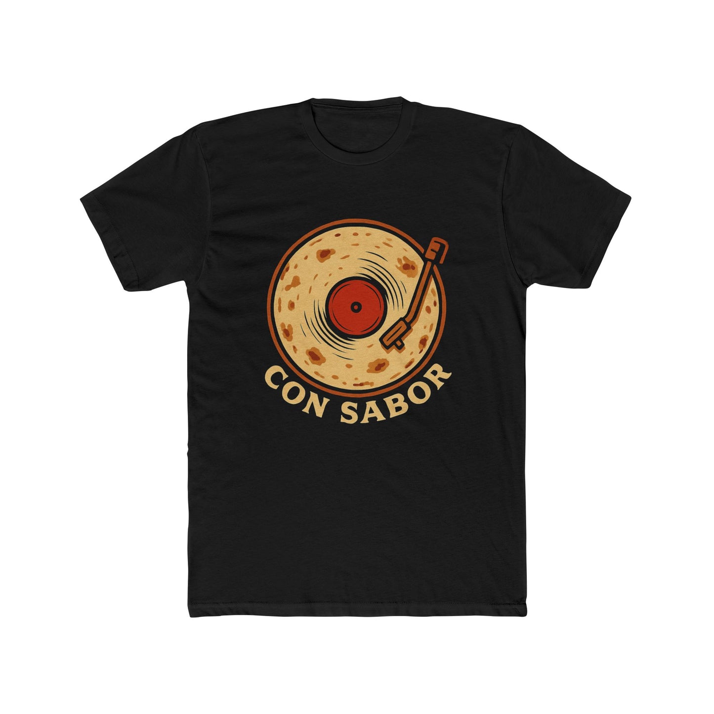 Tortilla Vinyl Tee, Funny Spanglish Mexican, Music Lover Shirt, Foodie Gift, Unisex Cotton Crew Tee, Fun Graphic Tee for Parties.