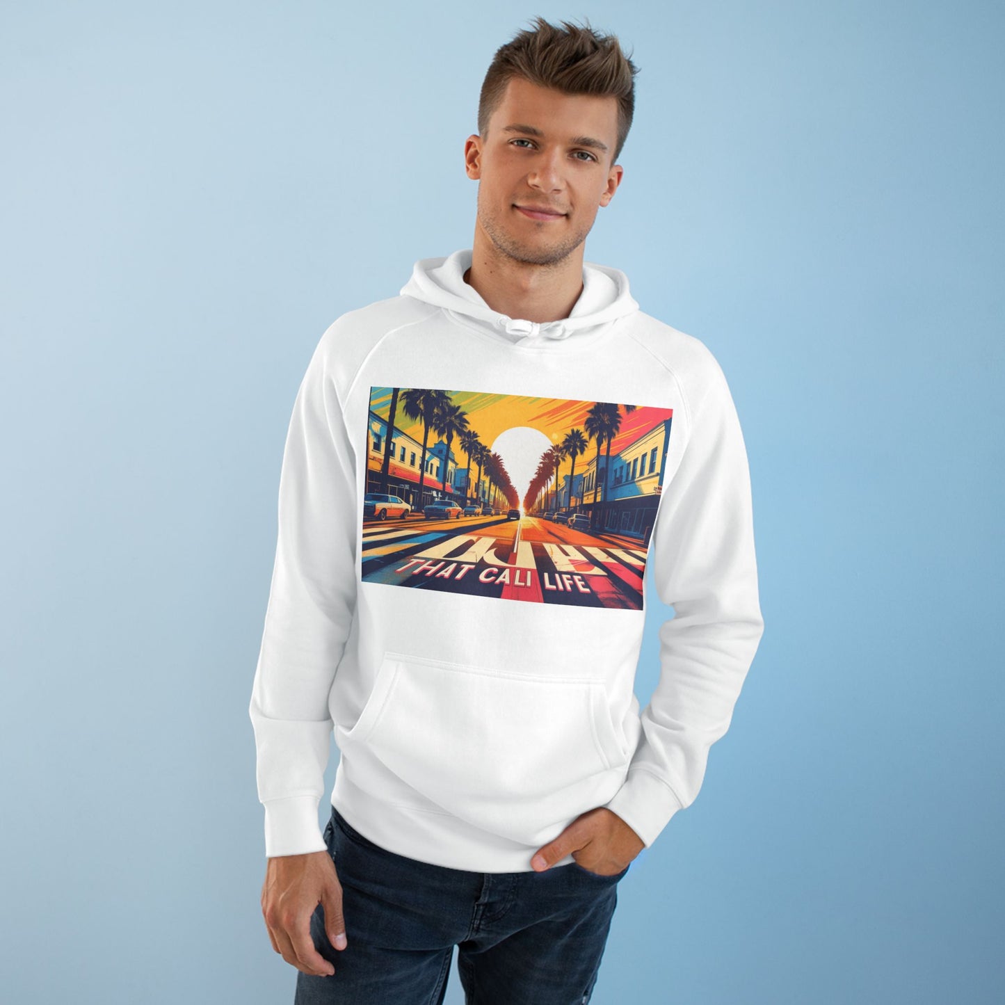 California Love Supply Hoodie, Unisex Pullover Jacket Sweater, West Coast Beach Sunset Apparel Gift, Golden State Pacific Ocean Outerwear,