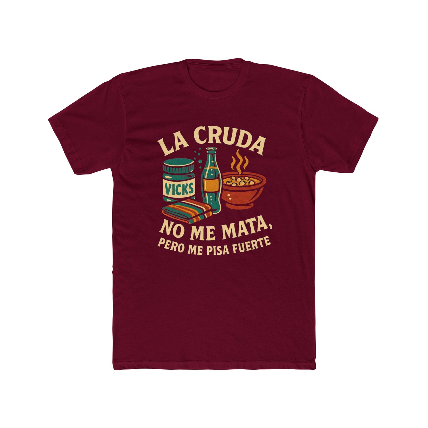 Funny Spanish Hangover Cruda Unisex Cotton Crew Tee - "La Cruda No Me Mata" for Parties, Birthdays, Humorous Gifts, Casual Wear.