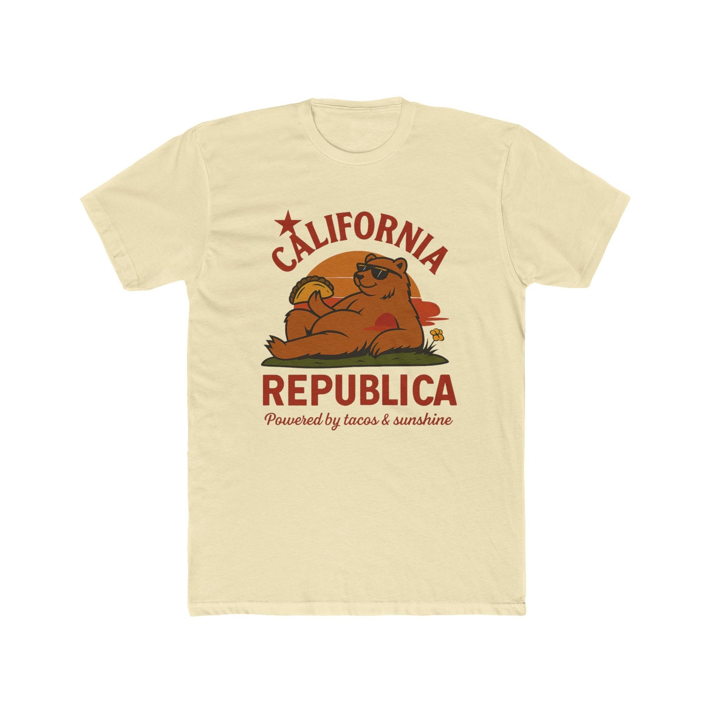 California Republic Unisex Cotton Crew Tee, Graphic Tee, Fun Casual Shirt, California Inspired Apparel, Gift for Taco Lovers, Summer Wear