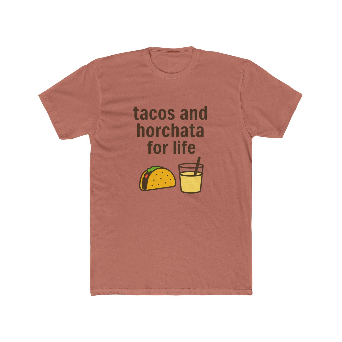 Funny Unisex Cotton Crew Tee - Tacos and Horchata for Life, Fun Foodie Shirt, Gift for Taco Lovers, Casual Wear, Summer Vibes