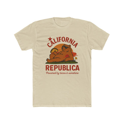 California Republic Unisex Cotton Crew Tee, Graphic Tee, Fun Casual Shirt, California Inspired Apparel, Gift for Taco Lovers, Summer Wear