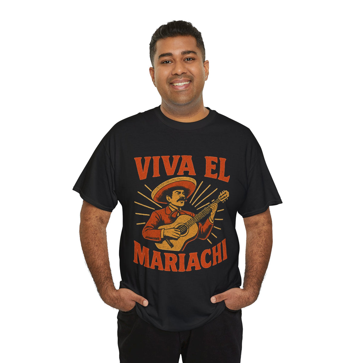 Viva El Mariachi Graphic Tee — Vintage Mexican Guitar Player Shirt