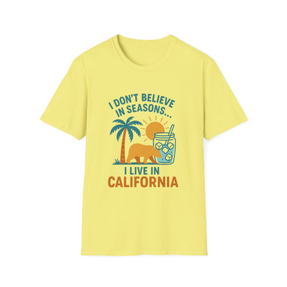 California Seasons Unisex T-Shirt, Summer Tee, Casual Shirt, Beachwear, Gift for Californians, Vacation Outfit