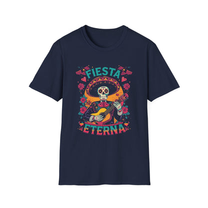 Fiesta Eterna Unisex T-Shirt - Fun Party Shirt for Celebrations, Day of the Dead Mariachi Costume, Gift for Music Lovers.