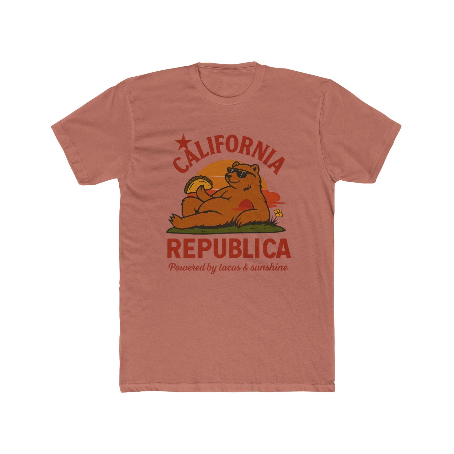 California Republic Unisex Cotton Crew Tee, Graphic Tee, Fun Casual Shirt, California Inspired Apparel, Gift for Taco Lovers, Summer Wear