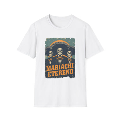 Mariachi Eterno Graphic Tee, Unisex Skull Shirt, Day of the Dead T-Shirt, Music Lover Gift, Vibrant Vintage Graphic Top
