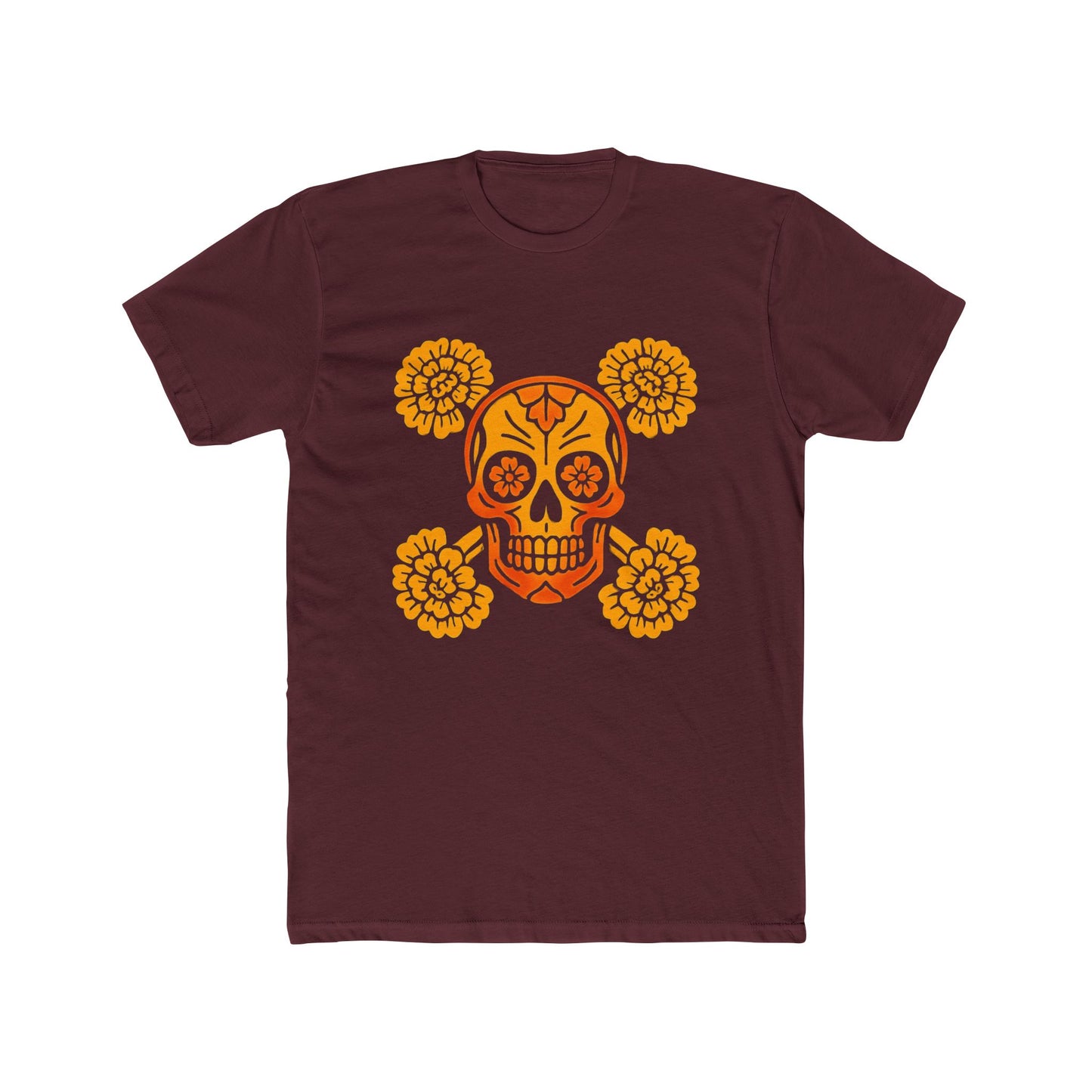 Day of the Dead Skull Tee, Unisex Cotton Crew Tee, Halloween Shirt, Festival Wear, Unique Graphic Tee, Gift for Him/Her