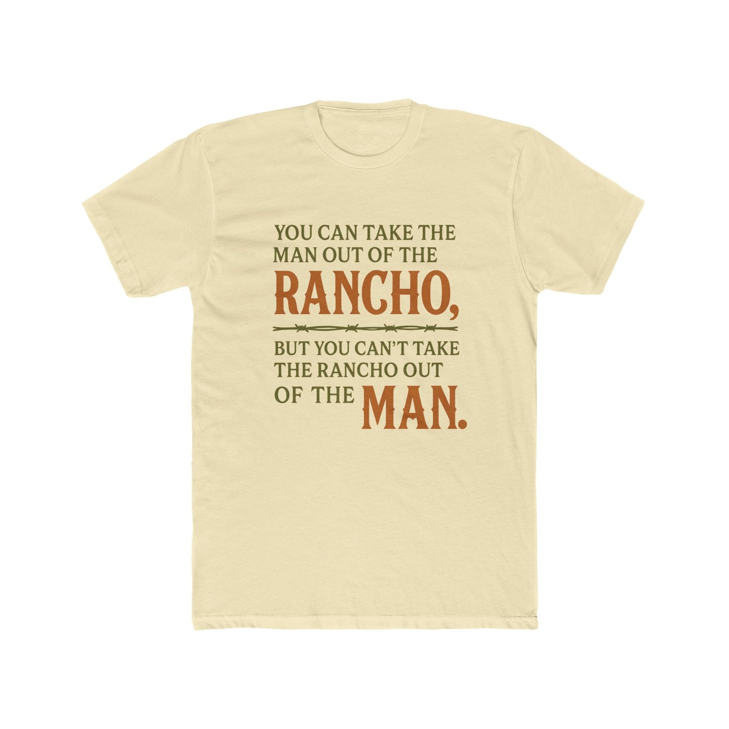 Men Rancho Spirit Crew Tee, Rustic T-Shirt, Apparel, Casual Gift, Comfortable Everyday Wear, Unique Quote Tee