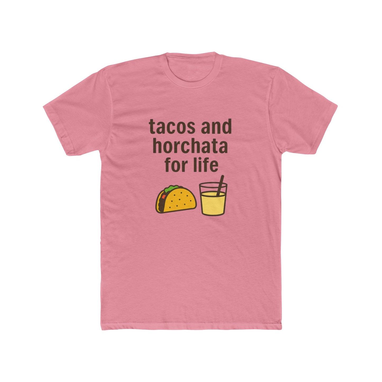 Funny Unisex Cotton Crew Tee - Tacos and Horchata for Life, Fun Foodie Shirt, Gift for Taco Lovers, Casual Wear, Summer Vibes