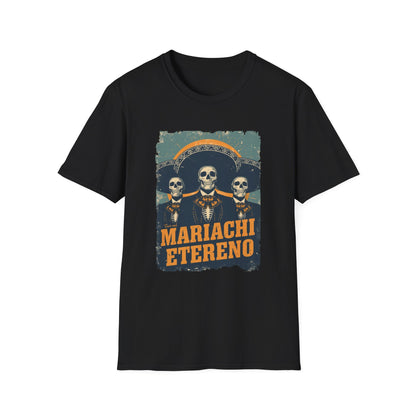 Mariachi Eterno Graphic Tee, Unisex Skull Shirt, Day of the Dead T-Shirt, Music Lover Gift, Vibrant Vintage Graphic Top