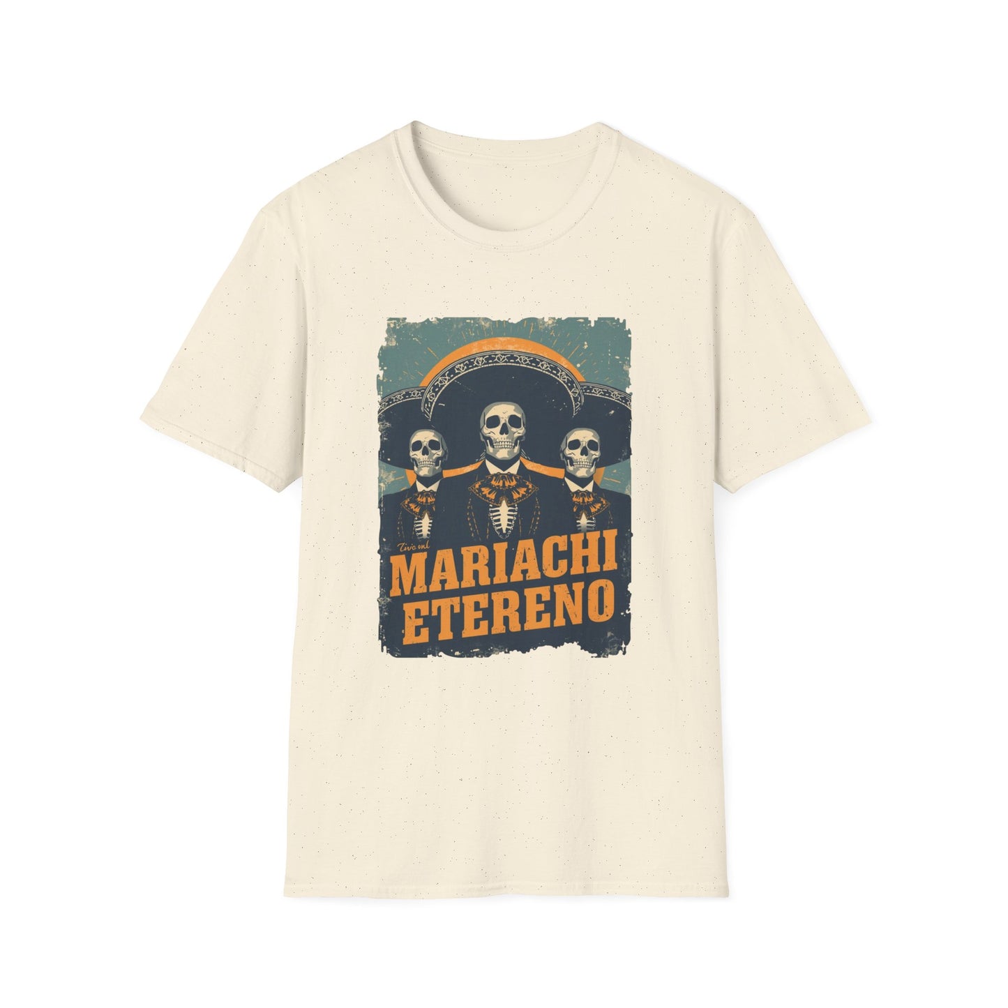 Mariachi Eterno Graphic Tee, Unisex Skull Shirt, Day of the Dead T-Shirt, Music Lover Gift, Vibrant Vintage Graphic Top