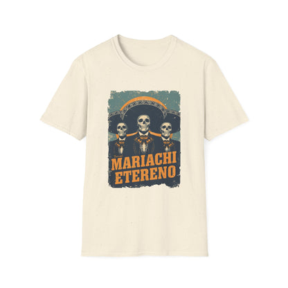 Mariachi Eterno Graphic Tee, Unisex Skull Shirt, Day of the Dead T-Shirt, Music Lover Gift, Vibrant Vintage Graphic Top