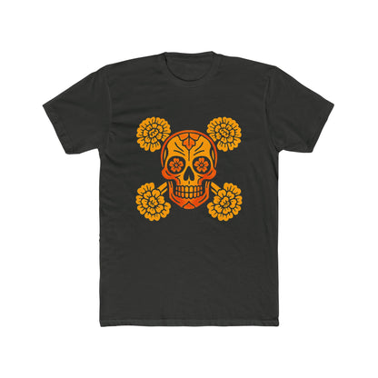 Day of the Dead Skull Tee, Unisex Cotton Crew Tee, Halloween Shirt, Festival Wear, Unique Graphic Tee, Gift for Him/Her