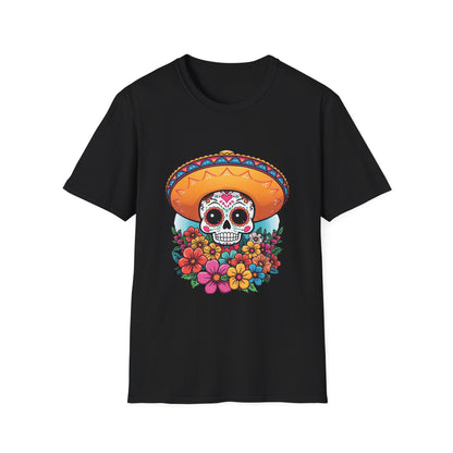 Sugar Skull Fiesta T-Shirt, Day of the Dead Tee, Floral Skull Shirt, Unisex Graphic Tee, Mexican Celebration Outfit