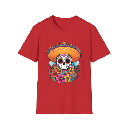 Sugar Skull Fiesta T-Shirt, Day of the Dead Tee, Floral Skull Shirt, Unisex Graphic Tee, Mexican Celebration Outfit