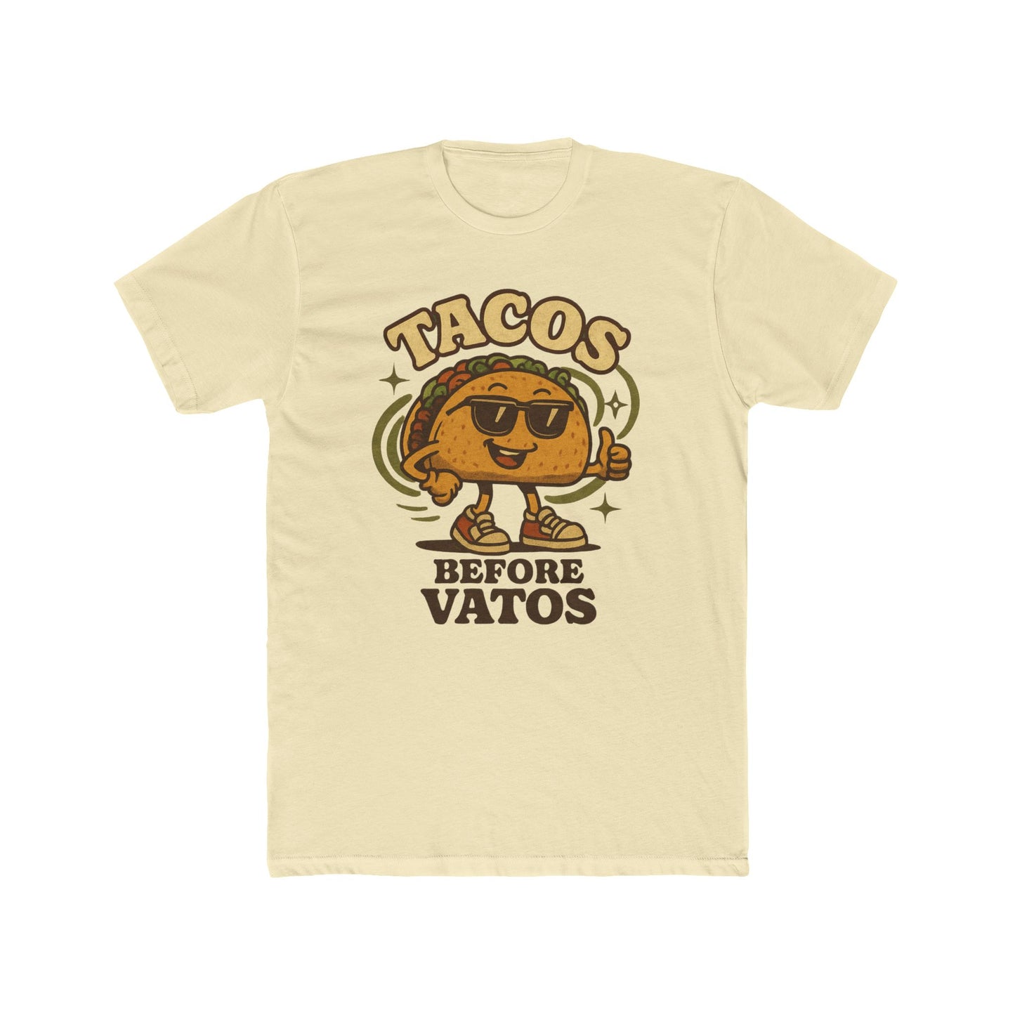 T-Shirt — "Tacos Before Vatos" Funny Retro Taco Graphic Tee
