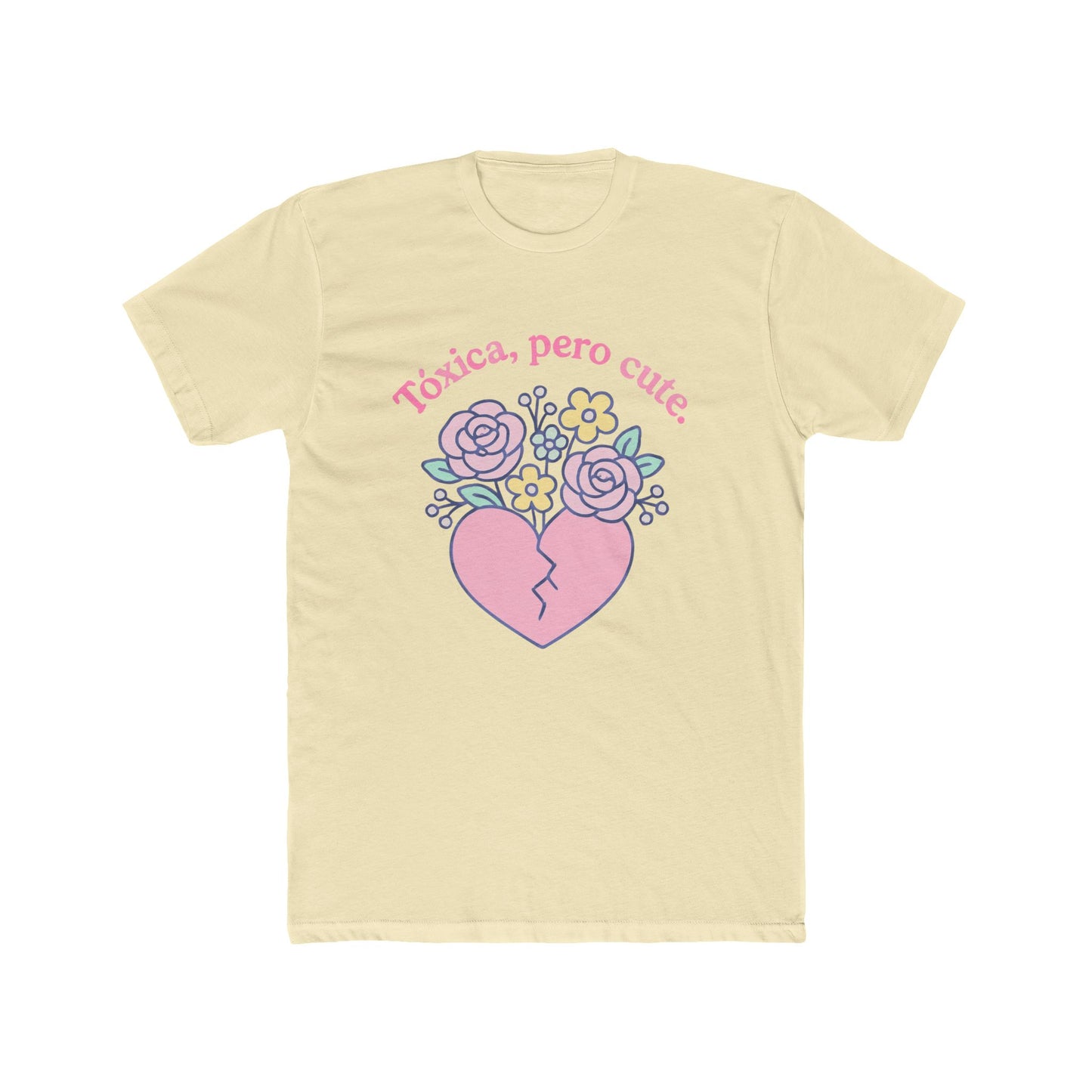 Funny Spanglish Women's Toxic Cute Heartbreak Crew Tee | Gift for Her, Casual Summer Shirt, Toxic Love, Floral Design, Trendy Fashion