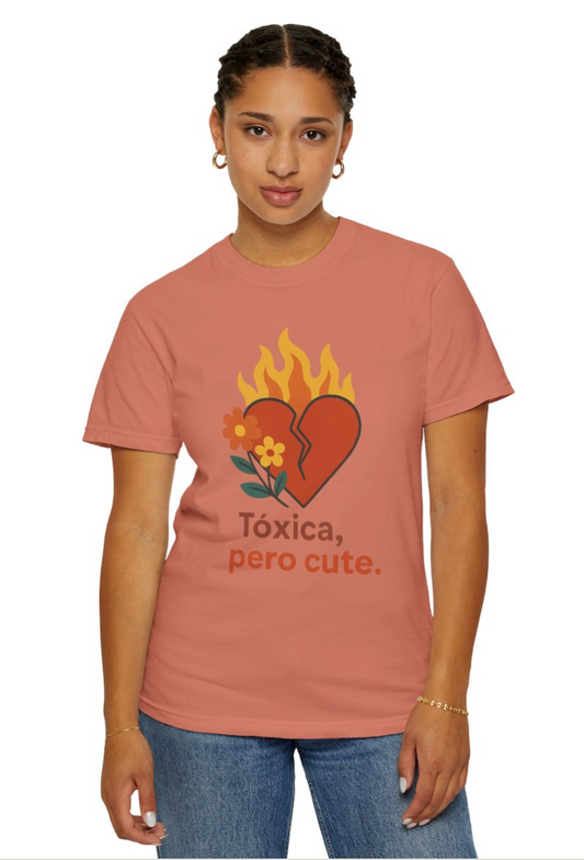 Funny Spanglish Women's Cute Toxicity Unisex T-Shirt, Graphic Tee, Casual Wear, Gift for Friends, Summer Outfit, Heart & Flower Design