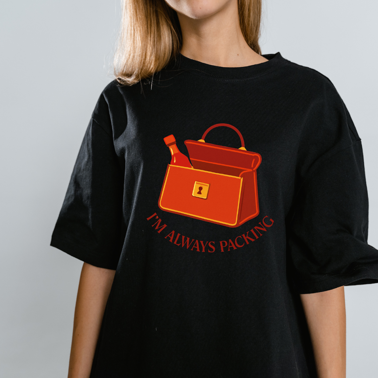 Funny Tapatio Bottle Packing Vibes Cotton Crew Tee, Travel Shirt, Vacation Outfit, Gift for Travelers, Casual Wear, Adventure Apparel
