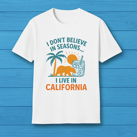 California Seasons Unisex T-Shirt, Summer Tee, Casual Shirt, Beachwear, Gift for Californians, Vacation Outfit