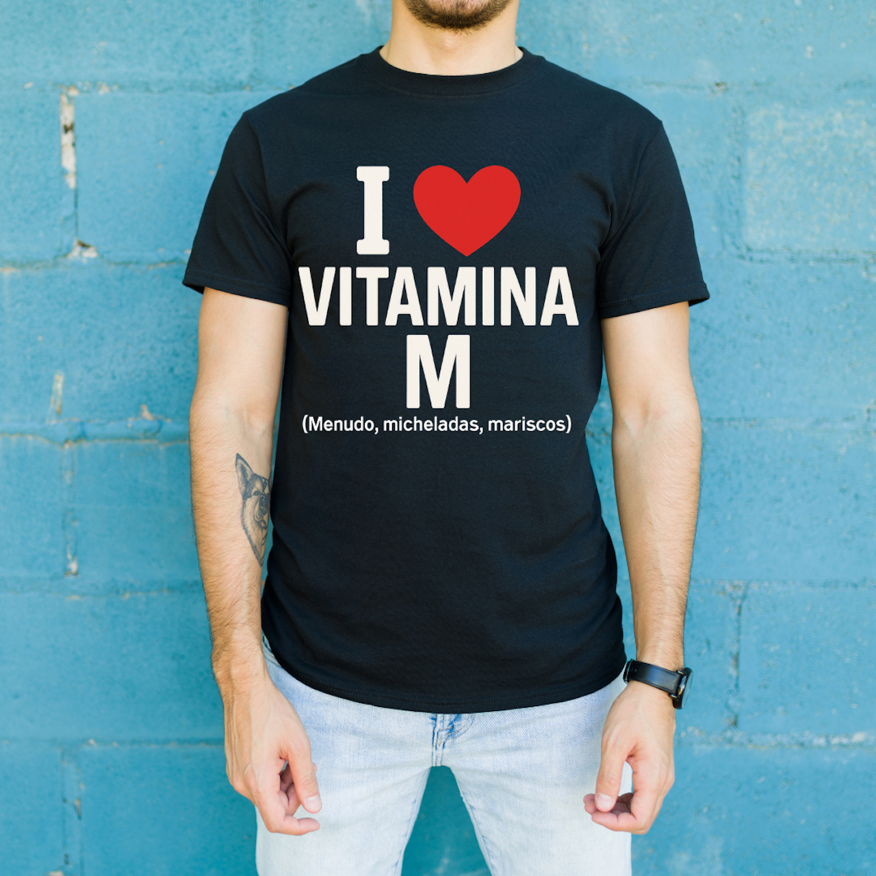 I Love Vitamina M Unisex Cotton Crew Tee | Funny Spanish Foodie T-shirt | Perfect Gift for Food Lovers | Celebration T-shirt | Birthday Gift