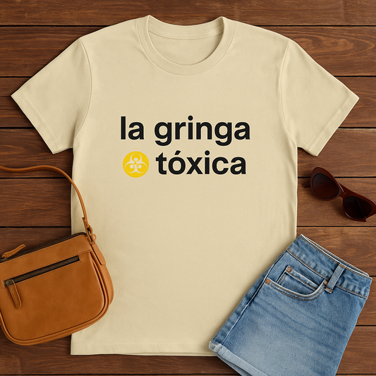 Funny Spanish Women Cotton Crew Tee - 'la gringa tóxica' T-Shirt, Casual Wear, Gifts for Friends, Summer Fashion, Everyday Humor