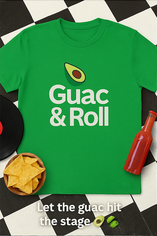Funny Guac & Roll Unisex Cotton Crew Tee | Funny Avocado T-Shirt, Gift for Foodies, Casual Wear, Birthday Gift, Avocado Lovers Apparel