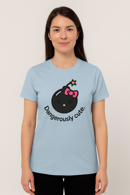 Women's Adorably Edgy Tee, Casual Wear, Gift for Friends, Fun Graphic Shirt, Cute Tee, Dangerously Cute.