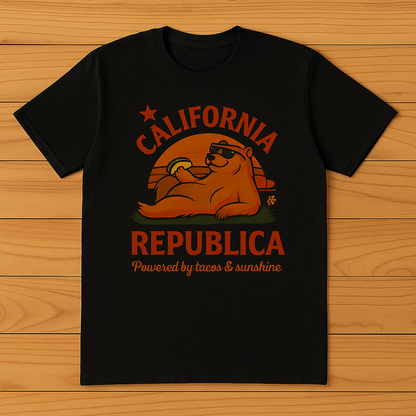 California Republic Unisex Cotton Crew Tee, Graphic Tee, Fun Casual Shirt, California Inspired Apparel, Gift for Taco Lovers, Summer Wear