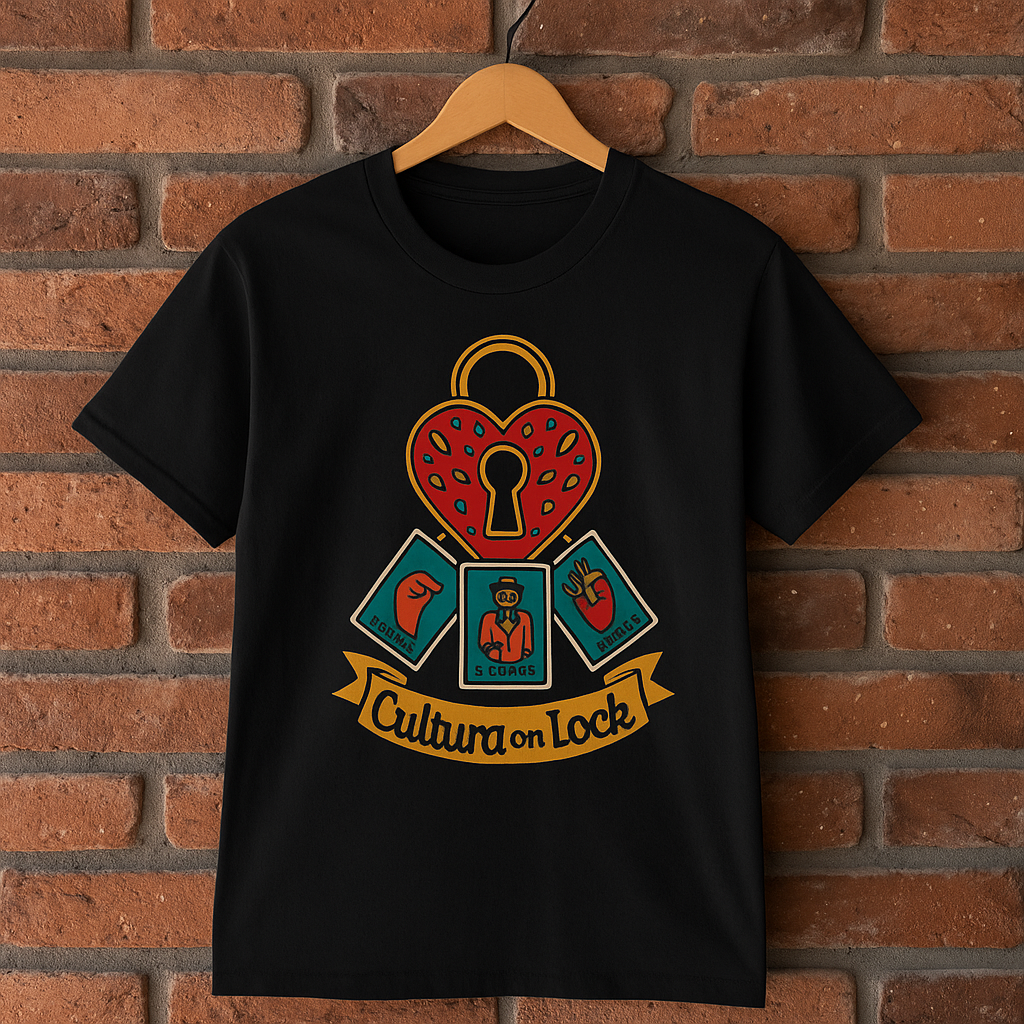 Cultura on Lock Spanglish Mexican Unisex Cotton Crew Tee, Heart Design Shirt, Casual Wear, Unique Gift, Everyday Style, Fun Graphic Tee