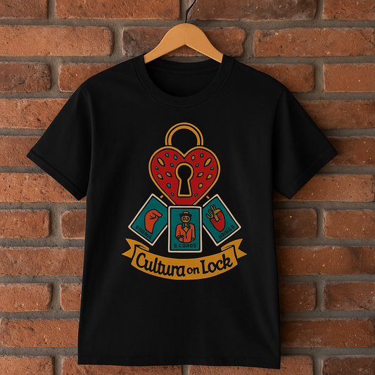 Cultura on Lock Spanglish Mexican Unisex Cotton Crew Tee, Heart Design Shirt, Casual Wear, Unique Gift, Everyday Style, Fun Graphic Tee