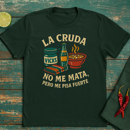 Funny Spanish Hangover Cruda Unisex Cotton Crew Tee - "La Cruda No Me Mata" for Parties, Birthdays, Humorous Gifts, Casual Wear.
