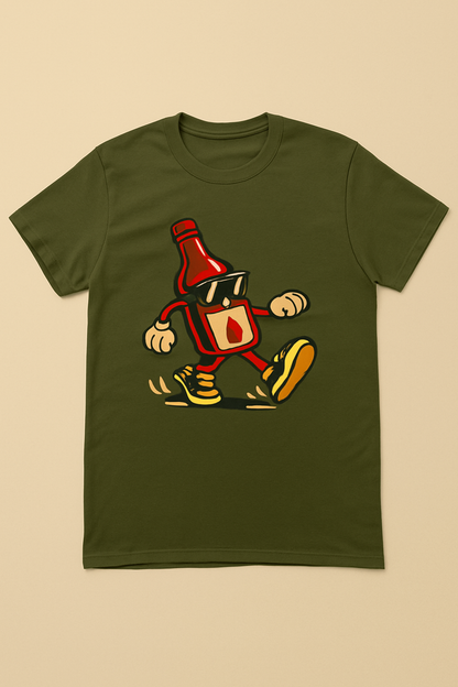 Cool Tapatio Hot Sauce Character Unisex Crew Tee, Funny Mexican T-Shirt, Casual Wear, BBQ Party Outfit