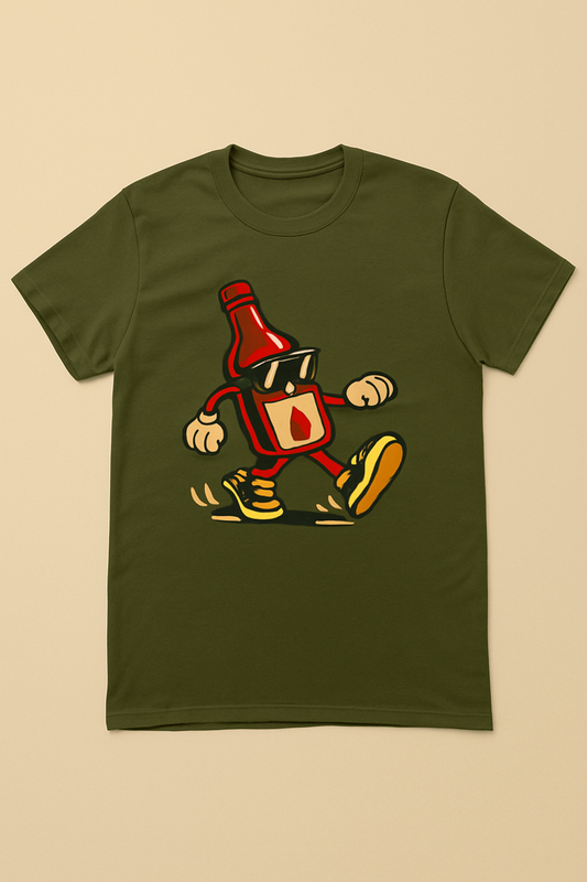 Cool Tapatio Hot Sauce Character Unisex Crew Tee, Funny Mexican T-Shirt, Casual Wear, BBQ Party Outfit