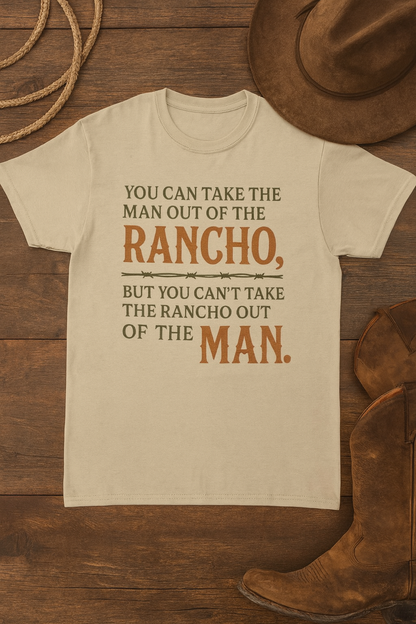 Men Rancho Spirit Crew Tee, Rustic T-Shirt, Apparel, Casual Gift, Comfortable Everyday Wear, Unique Quote Tee