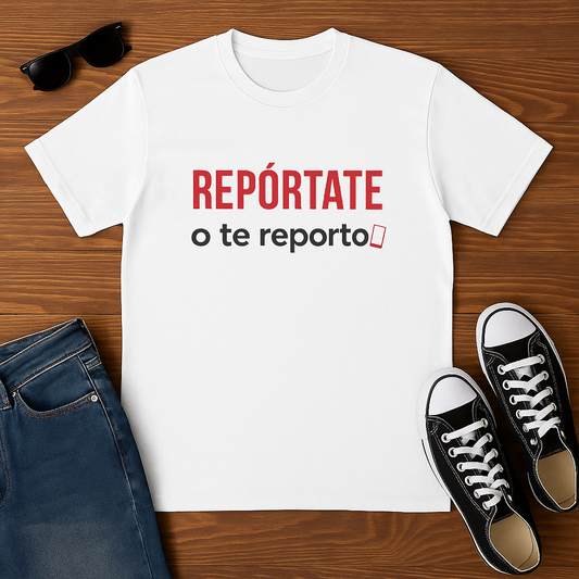 Funny Spanish Unisex Crew Neck Tee, Funny Reporting T-Shirt, Trendy Cotton Top, Casual Wear Gift, Summer Outing Apparel