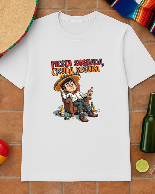 Fiesta Sagrada Funny Unisex T-Shirt, Comfy Graphic Tee for Celebrations, Gift for Party Lovers, Summer Event Wear, Casual Fun Top
