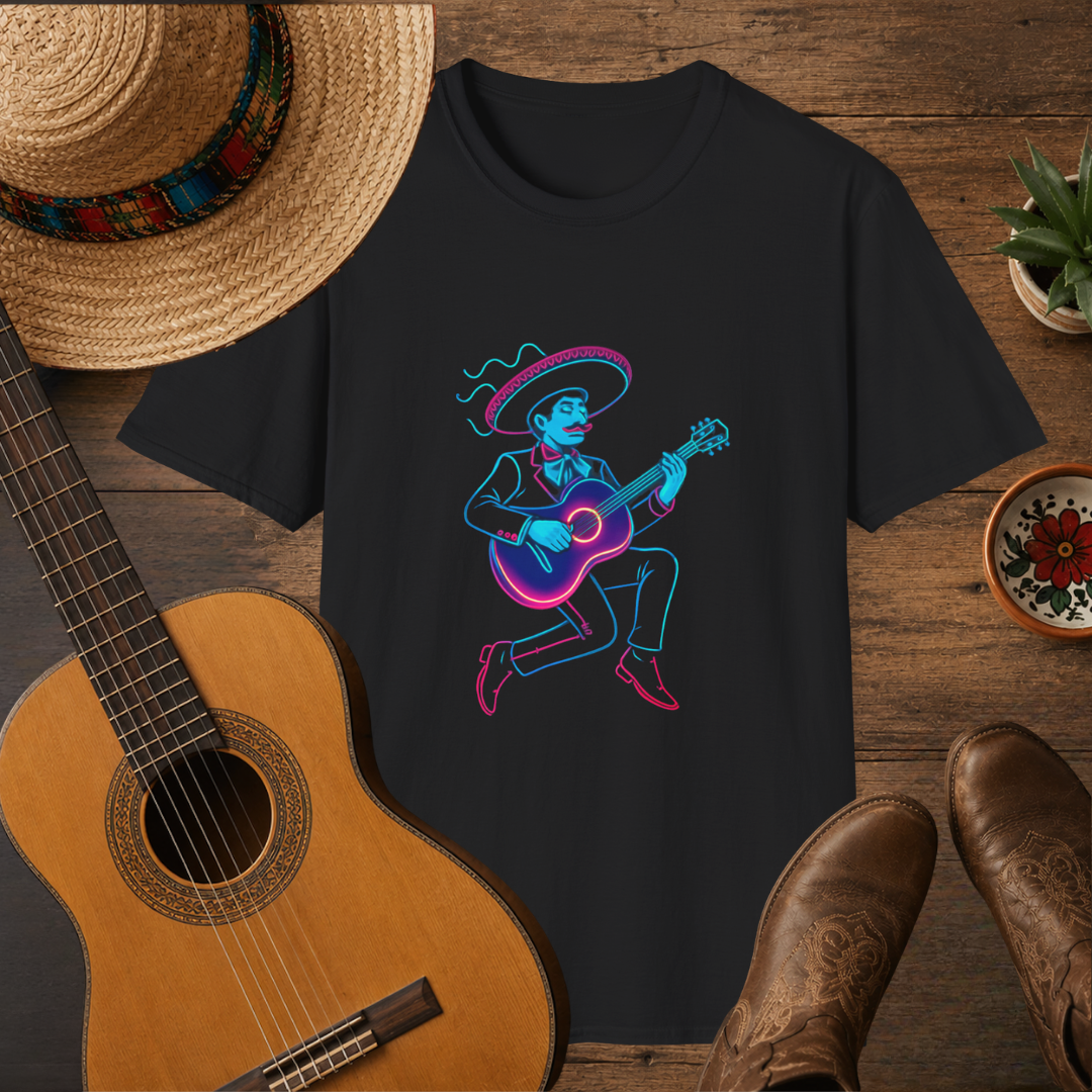 Neon Mariachi Guitar T-Shirt — Mariachi Inspired Music Tee