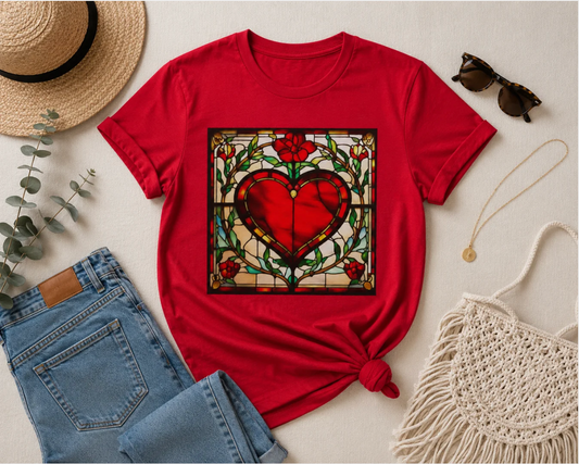 Stained Glass Heart T-Shirt — Vintage Floral Tee