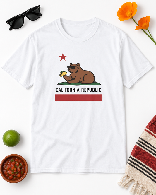 California Taco Lover Unisex Tee, Cotton Crew Shirt, Taco Tuesday Gift, Foodie T-Shirt, Mexican Cuisine Top