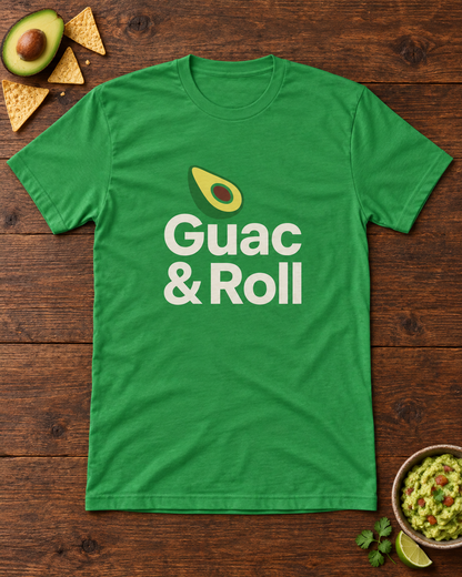 Funny Guac & Roll Unisex Cotton Crew Tee | Funny Avocado T-Shirt, Gift for Foodies, Casual Wear, Birthday Gift, Avocado Lovers Apparel